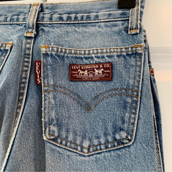 Vintage Levi's Jeans Big E Maroon Logo Tab High Rise Flare 60s 70s Size 23 x 32 - Picture 5 of 12
